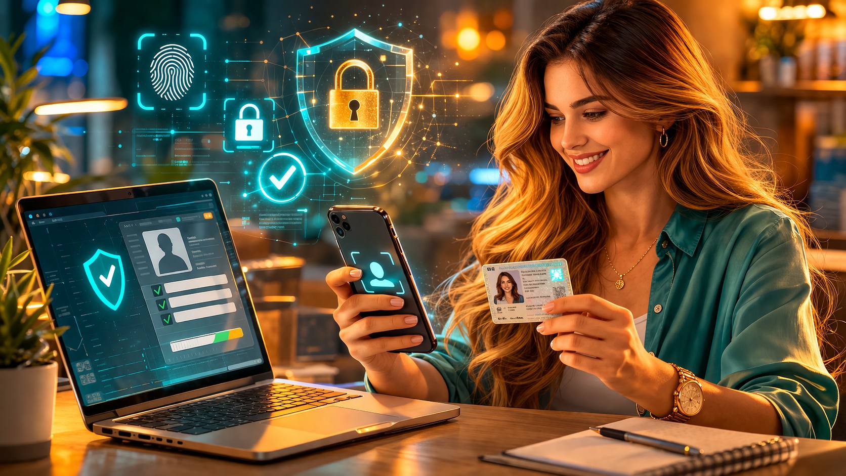 Pin Up platformasında şəxsiyyət təsdiqi, KYC yoxlaması və hesab təhlükəsizliyini göstərən horizontal şəkil